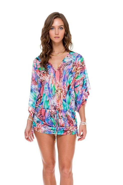 Luli Fama Gorgeous Chaos Cabana V-Neck Dress